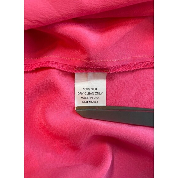 Amanda Uprichard Blouse Top 100 Percent Silk Hot Pink Sleeveless Surplice Wrap S - Picture 4 of 14